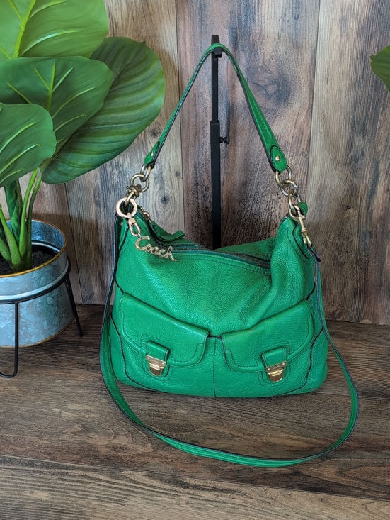 Coach Handbags - Coach Vintage Green Pebbled Leather Poppy Avery Hobo Crossbody Bag          M357
